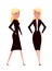 Cartoon businesswoman. Standing and walking blonde fashionable modern lady.