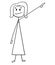 Cartoon of Businesswoman or Woman Pointing Left and Up