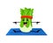 Cartoon cabbage vegetable character on yoga sport