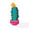 Cartoon cactus desert. Flat vector illustration. Green blooming cactus on white background