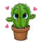 Cartoon Cactus with eyes isolated on a white background