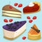 Cartoon cake fresh tasty dessert sweet pastry pie vector illustration gourmet homemade delicious