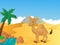 Cartoon camel with desert background