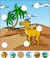 Cartoon camel in the desert. complete the puzzle and find the mi