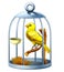 Cartoon canary in cage - isolated