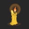 Cartoon candle. Memorial day symbol. Spiriluality scene. Religion ceremony icon