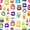 Cartoon Canned and Jar Food Seamless Pattern Background. Vector