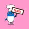 cartoon capsule medicine chef hold close board