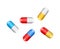 Cartoon capsule pill set isolated on white background