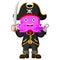 Cartoon captain pirate holding a sword