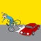 Cartoon Car Hits Bike Rider