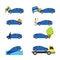 Cartoon Car Insurance Signs Icon Set. Vector