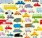 Cartoon car pattern. City traffic jam.