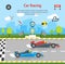 Cartoon Car Racing Sport Professional Competition Card Poster. Vector