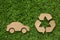 cartoon car recycle sign grass. High quality photo