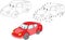 Cartoon car. Vector illustration. Coloring and dot to dot game f