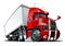 Cartoon cargo semi truck isolated on white background