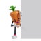 cartoon carrot character peeks out from behind wall