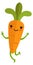 Cartoon carrot mascot. Funny running vegetable character