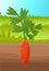 Cartoon Carrot Vegetable in Soil, Vector Banner