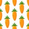 Cartoon carrots, seamless pattern. Easter theme background. Flat design. Vegetable, healthy vegan food wallpaper.