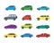 Cartoon Cars Color Icons Set. Vector