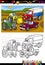 Cartoon cars and trucks for coloring book