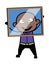 Cartoon Cartoon Bald Black looking from glass frame