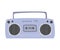 Cartoon cassette tape recorder on the white background