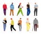 Cartoon casual people on white. Casual dressed human characters vector illustration, lifestyle design adult man and