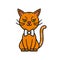 Cartoon cat character with a bowtie isolated vector illustration