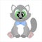 Cartoon cat character. Cute fluffy grey kitty