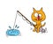Cartoon cat character fisherman