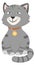 Cartoon cat character. Sitting kitty. Happy pet