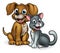 Cartoon Cat and Dog Pets