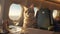 Cartoon Cat Enjoying Private Jet With Champagne