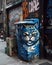 Cartoon Cat Graffiti - Mischievous Feline with Sly Grin, Illustration