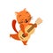 Cartoon cat with guitar. Cat singing song