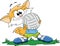 Cartoon cat holding a soccer ball in his hands ready to play vector