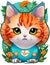 Cartoon cat icon, adorned with a delightful flower exudes a playful and whimsical charm to bring a smile.