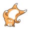 Cartoon cat kitten upside down on head vector flat icon