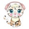 Cartoon cat music lover in headphones listens to music, concert. Cute child character, symbol of 2023 new chinese