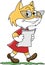 Cartoon cat professor wearing eye glasses holding papers in her hand vector illustration