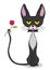 Cartoon cat sphinx gentleman with tuxedo holding flower
