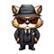 A cartoon cat in a suit and hat. Cute mafia boss.