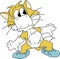 Cartoon cat wearing a protective mask against corona virus vector illustration