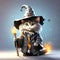 Cartoon cat with a wizard\\\'s hat, dressed in a wizard\\\'s outfit, Halloween, Generative AI