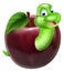Cartoon Caterpillar In Apple