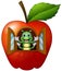 Cartoon caterpillar in the apple house
