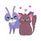 Cartoon cats sitting love heart domestic feline pets